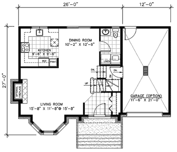 Floor Plan - Main Floor for European House Plan #138-286 - 3 bed, 1.5 bath