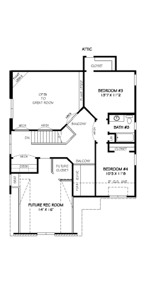 European Floor Plan - Upper Floor Plan #424-141