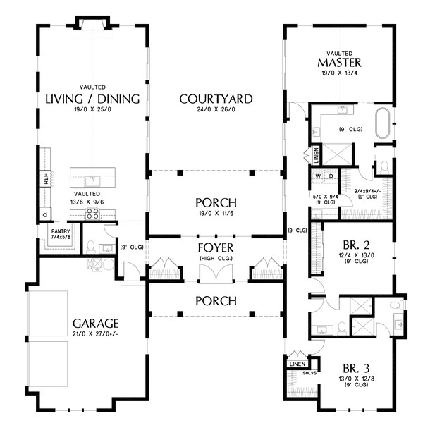Architectural House Design - Contemporary Floor Plan - Main Floor Plan #48-1037