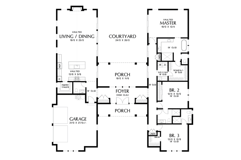 House Blueprint - Floor Plan - Main Floor for Contemporary House Plan #48-1037 - 3 bed, 3.5 bath