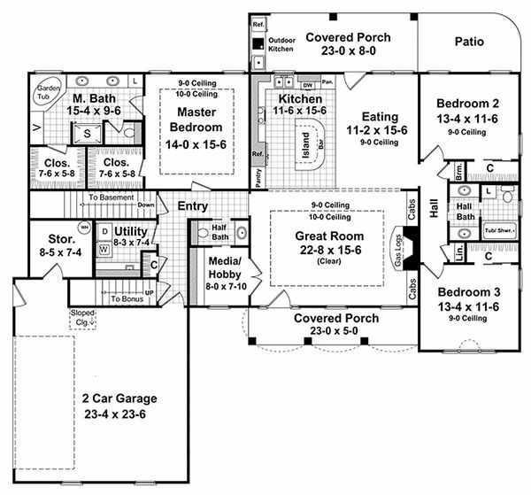 House Plan Design - European Floor Plan - Main Floor Plan #21-242