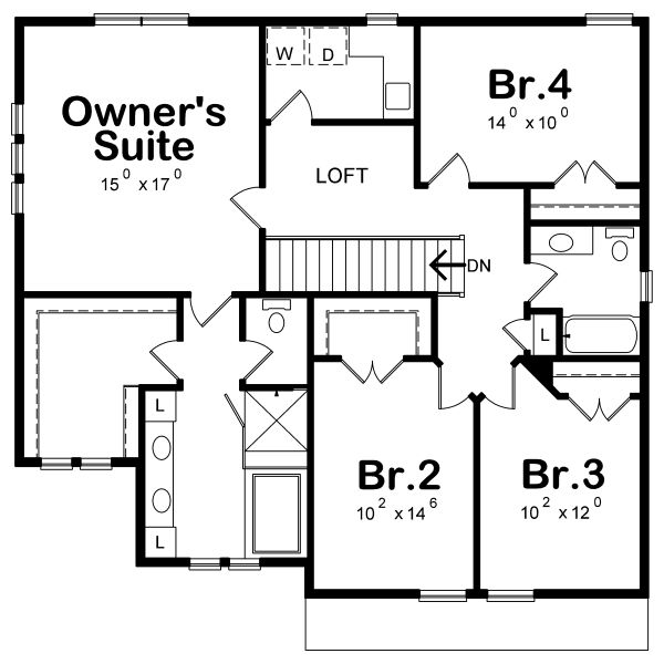 Craftsman Floor Plan - Upper Floor Plan #20-2343