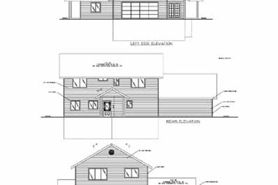 Exterior - Rear Elevation for Traditional House Plan #117-162 - 4 bed, 3 bath