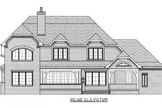 Exterior - Rear Elevation for European House Plan #413-110 - 4 bed, 3 bath