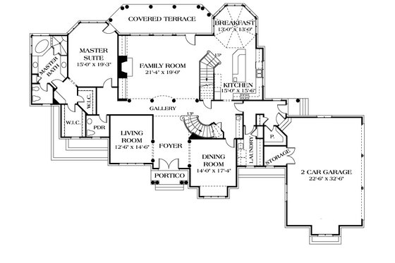 Floor Plan - Main Floor for European House Plan #453-52 - 4 bed, 4.5 bath