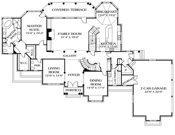 House Blueprint - European Floor Plan - Main Floor Plan #453-52