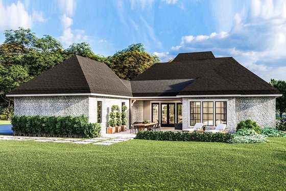 Exterior - Rear Elevation 1 for Traditional House Plan #406-9658 - 4 bed, 2.5 bath