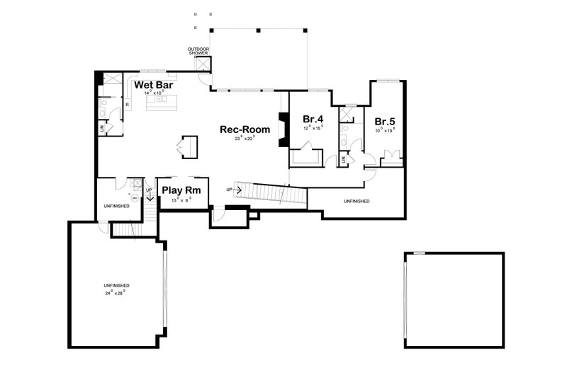 House Design - Floor Plan - Lower Floor for Contemporary House Plan #20-2646 - 5 bed, 5.5 bath