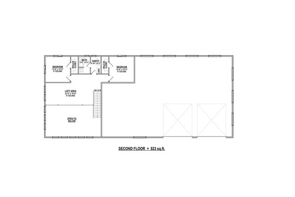 Barndominium Floor Plan - Upper Floor Plan #1084-16