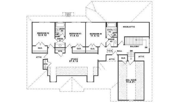 Southern Floor Plan - Upper Floor Plan #81-326