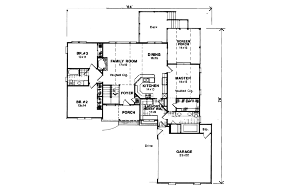 Floor Plan - Main Floor for Traditional House Plan #41-142 - 3 bed, 2 bath