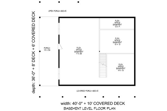 Floor Plan - Lower Floor for Cabin House Plan #932-1046 - 3 bed, 2.5 bath