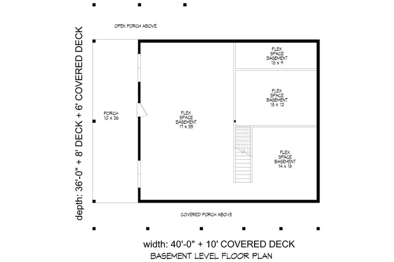 House Design - Floor Plan - Lower Floor for Cabin House Plan #932-1046 - 3 bed, 2.5 bath
