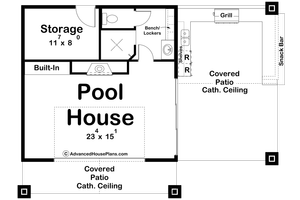 Floor Plan - Main Floor for Craftsman House Plan #455-652, 1 bath