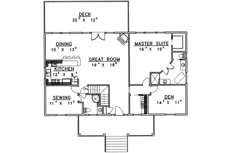 Home Plan - Floor Plan - Main Floor for Traditional House Plan #117-449 - 3 bed, 2 bath