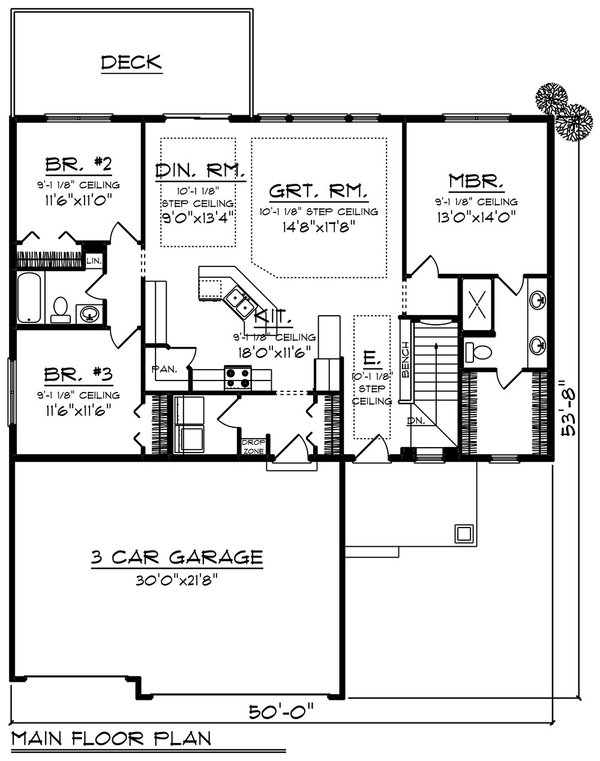 Craftsman Floor Plan - Main Floor Plan #70-1543