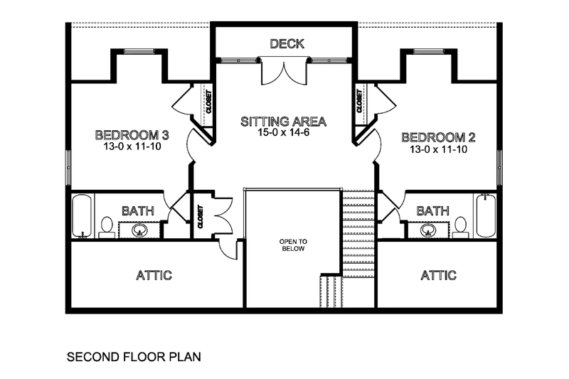 House Design - Floor Plan - Upper Floor for Country House Plan #126-289 - 3 bed, 3.5 bath