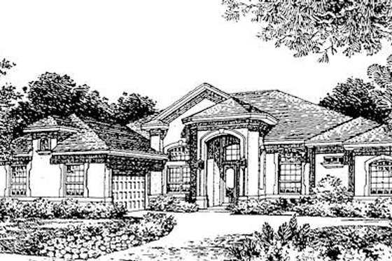 Exterior - Front Elevation for European House Plan #135-154 - 4 bed, 4 bath