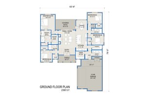 Floor Plan - Main Floor for Farmhouse House Plan #1103-5 - 4 bed, 3 bath