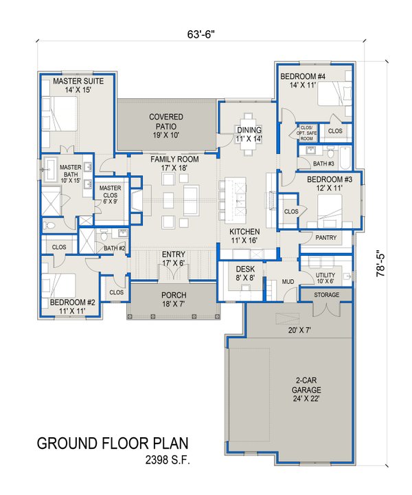 Architectural House Design - Farmhouse Floor Plan - Main Floor Plan #1103-5