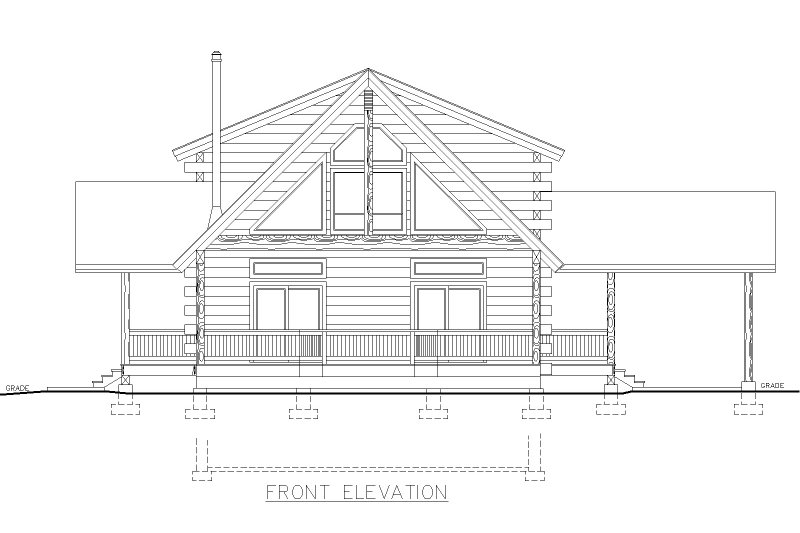 Home Plan - Exterior - Front Elevation 3 for Log House Plan #117-1019 - 3 bed, 2.5 bath
