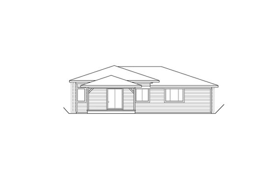 Exterior - Rear Elevation for Prairie House Plan #124-1122 - 3 bed, 3.5 bath