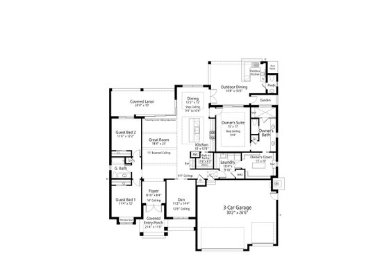 Floor Plan - Main Floor for Contemporary House Plan #938-110 - 3 bed, 2.5 bath