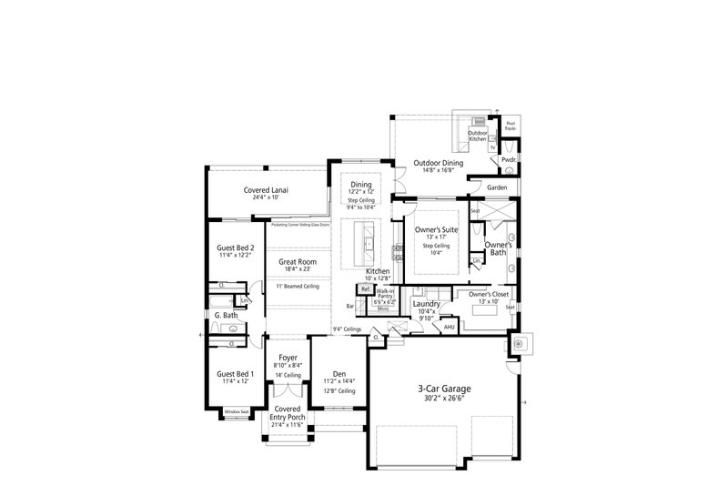 House Blueprint - Floor Plan - Main Floor for Contemporary House Plan #938-110 - 3 bed, 2.5 bath