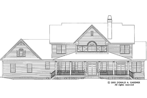 Exterior - Rear Elevation 1 for Country House Plan #929-44 - 4 bed, 3.5 bath