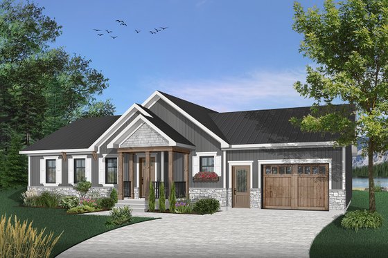 Exterior - Front Elevation 4 for Ranch House Plan #23-2652 - 2 bed, 1 bath