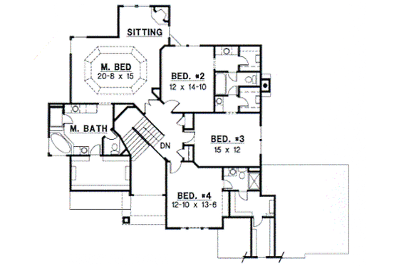 Floor Plan - Upper Floor for Traditional House Plan #67-590 - 4 bed, 3.5 bath
