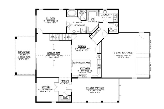 Floor Plan - Main Floor for Country House Plan #1064-285 - 3 bed, 2.5 bath