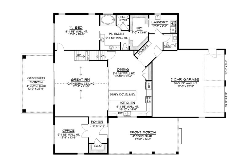 House Blueprint - Floor Plan - Main Floor for Country House Plan #1064-285 - 3 bed, 2.5 bath