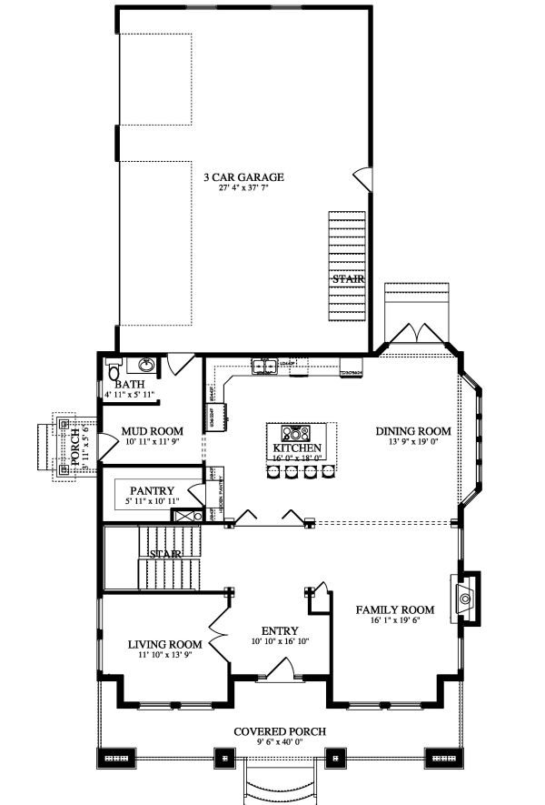House Blueprint - Farmhouse Floor Plan - Main Floor Plan #1060-44