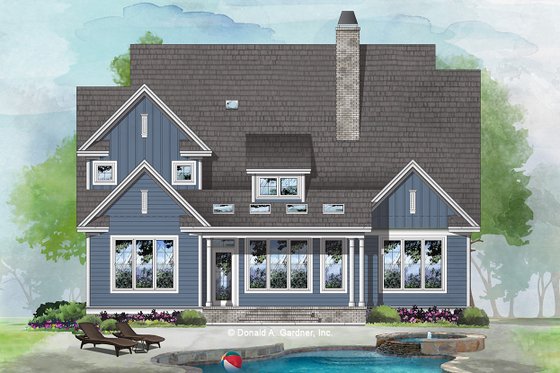 Exterior - Rear Elevation 1 for Craftsman House Plan #929-1082 - 3 bed, 2.5 bath