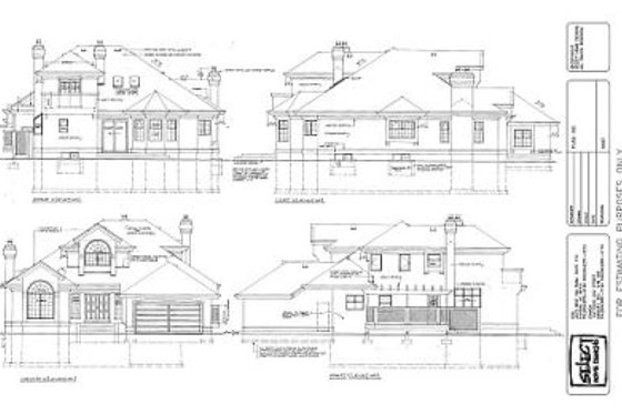 Exterior - Rear Elevation for European House Plan #47-190 - 3 bed, 2.5 bath