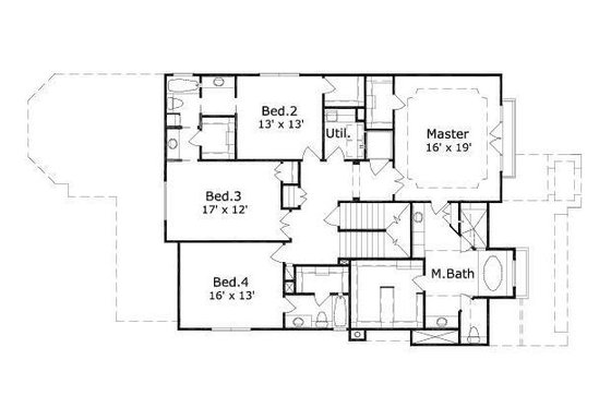 Floor Plan - Upper Floor for European House Plan #411-710 - 4 bed, 3.5 bath