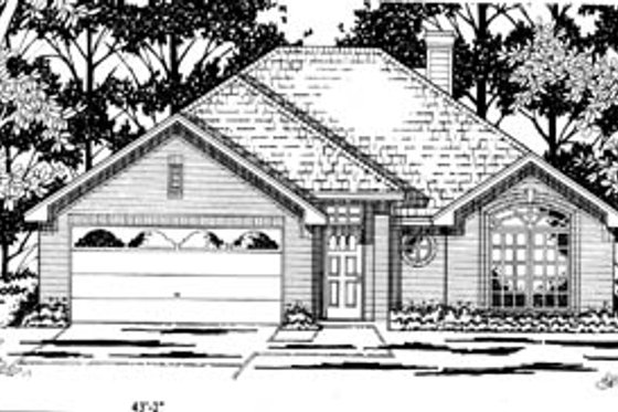 Exterior - Front Elevation for Traditional House Plan #42-225 - 3 bed, 2 bath