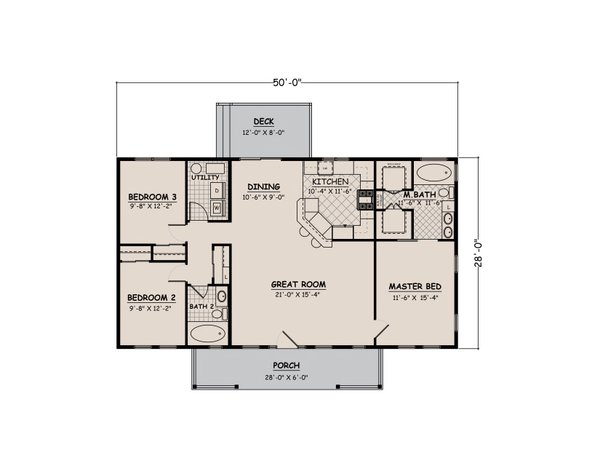 House Plan Design - Ranch Floor Plan - Main Floor Plan #1082-10