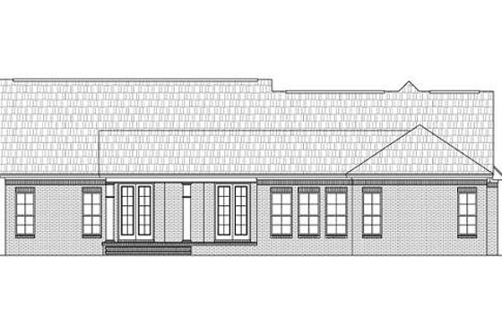 Exterior - Rear Elevation for European House Plan #21-268 - 3 bed, 2.5 bath