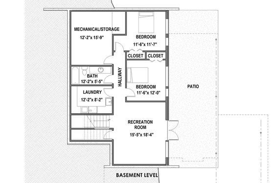 Floor Plan - Lower Floor for Modern House Plan #498-6 - 4 bed, 3.5 bath