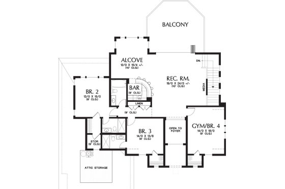 Floor Plan - Upper Floor for European House Plan #48-650 - 4 bed, 4.5 bath