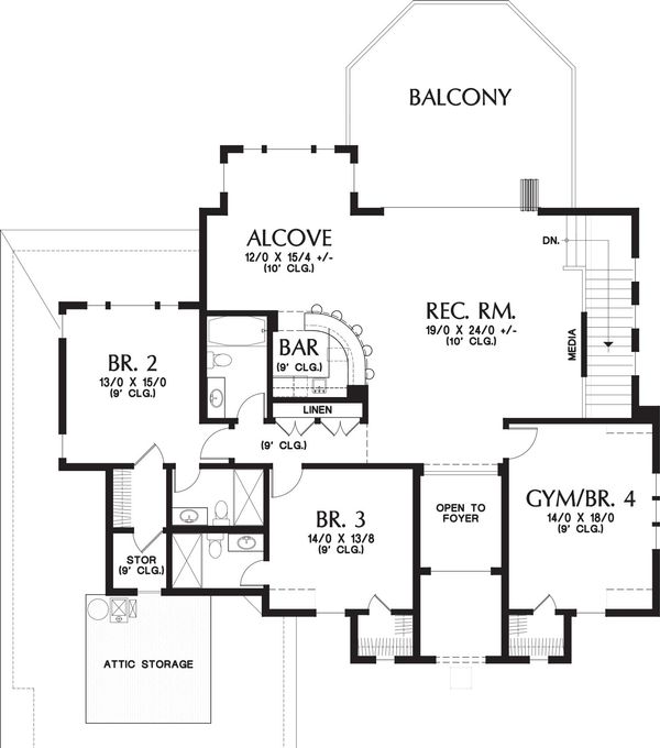 European Floor Plan - Upper Floor Plan #48-650