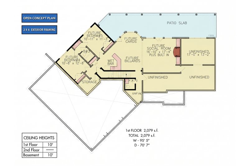 Home Plan - Floor Plan - Lower Floor for Craftsman House Plan #54-725 - 3 bed, 2.5 bath