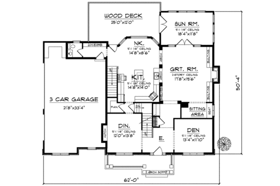 Floor Plan - Main Floor for European House Plan #70-638 - 4 bed, 3.5 bath