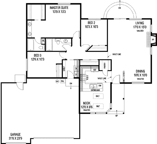 House Design - Traditional Floor Plan - Main Floor Plan #60-496