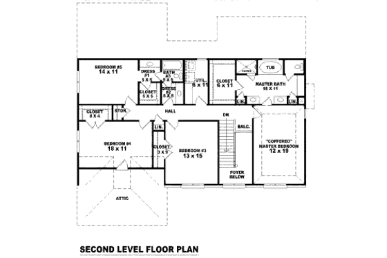 Floor Plan - Upper Floor for Traditional House Plan #81-13682 - 5 bed, 3.5 bath