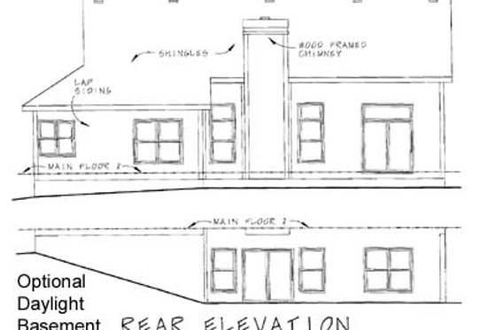 Exterior - Rear Elevation for Cottage House Plan #20-163 - 2 bed, 2 bath
