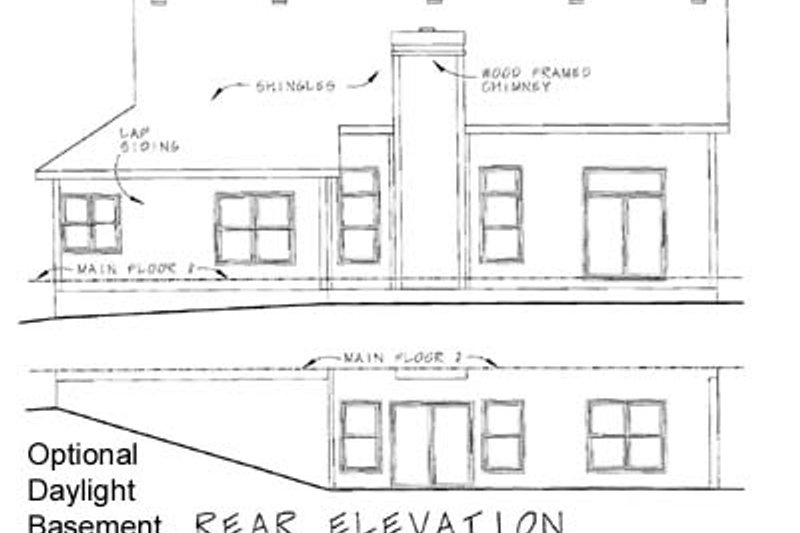 Dream House Plan - Exterior - Rear Elevation for Cottage House Plan #20-163 - 2 bed, 2 bath