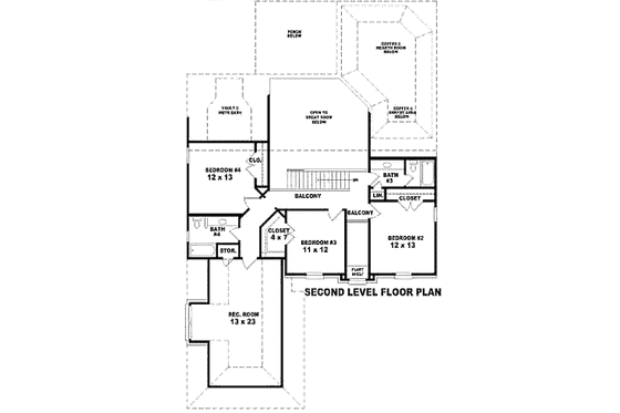 Floor Plan - Upper Floor for European House Plan #81-13756 - 4 bed, 4 bath